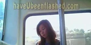 Bus flash to Asian girl