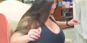 Insane tits walking in mall