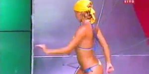 cute brazilian girl dancing in a bikini