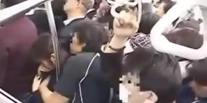 Asian  fucked on crowded train