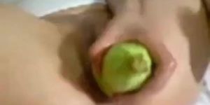 Amateur fisting herself vegetable inserion