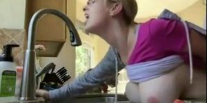 Son fuck moms friend in the kitchen I found her at tohorny.com