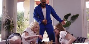 Gorgeous Tgirls college babes Jenna and Izzy fucks while playing chess