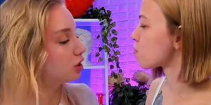 Lesbian kissing tongue (Fetish Fatale)