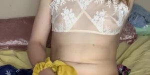 AWSOME YOUNG CURLY BLONDE GIRL MASTURBATING - SISSY - FEMBOY - SHEBOY -CUM