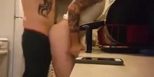 Gay lovers fuck in kitchen