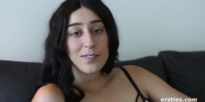 Violet Fucks Her Very Hairy Pussy with Black Dildo