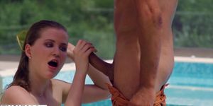 TUSHY Sexy Angelina seduces her pool guy for anal fun
