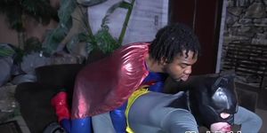 MANLY FETISH - Superman barebacking batman after bj in interracial duo