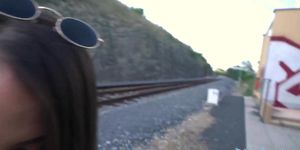 Public Agent Sexy As Fuck Spanish Big Boobs And Ass Fucked By Rail Tracks