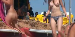Girls on the Beach with Hairy Pussy