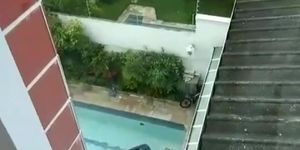 Couple caught fucking in the pool