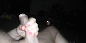 Sissy Young Boy Red Polished Nails Masturbates Her Rough Dick