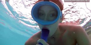 Dildo sucking underwater