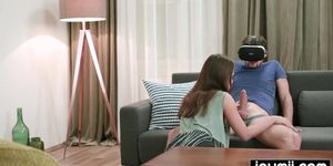Guy tries VR porn and gets fucked by horny roommate Jenny Ferri
