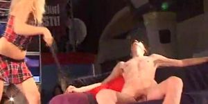 DEEP-THROAT.TV - Ugly guy gets lucky on the stagewith beauty stripper