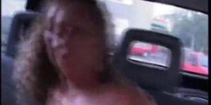 AMATEURITY - Mature amateur wife sucks and fucks in a car with facial cumshot