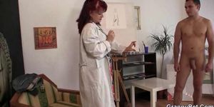 GRANNYBET - Horny lady jumps on fresh cock