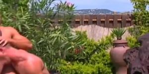 STUD FOOTAGE - Gay twink threesome by the pool