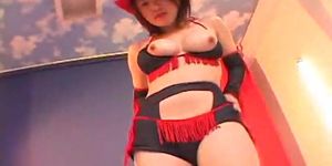 ALL JAPANESE PASS - Japanese fantasy cougar in a cowgirl suit toys her pussy