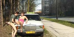 CRAZYMOUTHMEAT - Babe gets fucked on the street while cars passing by