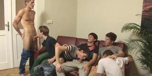 TWINK BOYS PARTY - Cock Hungry Group Of Boys Having A Blowjob Frenzy
