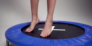 Trampoline bouncing tits