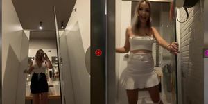MV534**** 2 BLOND CAM GIRLS SHOPPING AND SHOWING IN LAVATORY