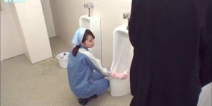Asian cleaning lady fucked in the bathroom