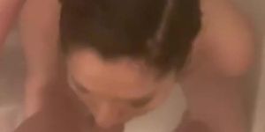 Native American slut giving head in shower