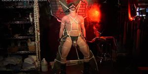 BOUND MUSCLE JOCKS - Stud Cullen Cable tied up against the cross