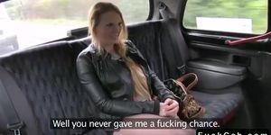 Busty blonde fucks driver in his fake taxi