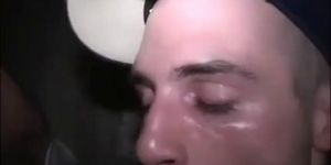 Close up of guy taking the cumshot in his mouth