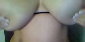 Busty amateur playing on her WebCam