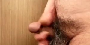 Japanese mature man masturbation erect penis semen