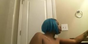 Sexy black girl with blue hair on webcam