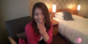 Seductive Japanese girl in sexy lingerie orgasms intensely while he cums inside.