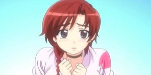 Redhead hentai cute hottie giving tit job in anime video.