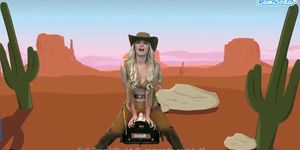 Blonde Teen cowgirl rides sybian