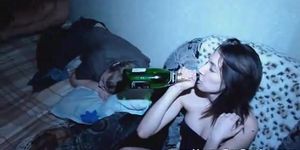 YOUNG SEX PARTIES - Sleeping guy misses a great threesome