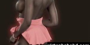 Ebony model Felina with big boobs stripping naked