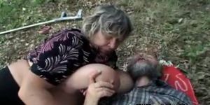 OLD MAN GANGBANG - In the woods for sex with teeny