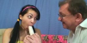 OLD PERVERTS - Happy b-day with dildo and cock (Naughty kitten)