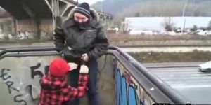 OLD PERVERTS - Dirty sex action on a bridge