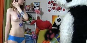 PANDA FUCK - Fucked by a young artist with his new toy