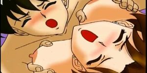 Busty hentai mother threesome fucked