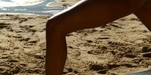 Naked Indian yoga on beach (Carla White)