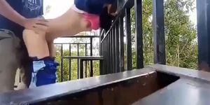 Teen get bang at balcony