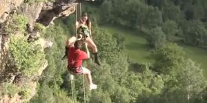 Hanging off a mountain fuck