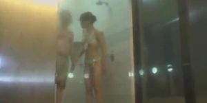 Young Wife Meets New Friends In The Pool Shower Room